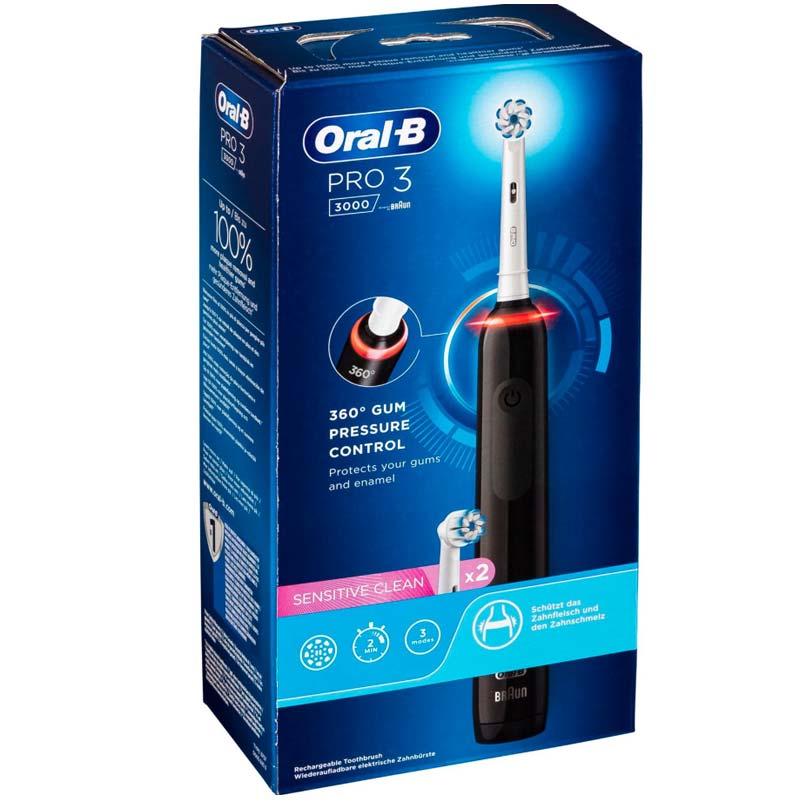 Oral-B Pro 3 3000 Sensitive Clean elektrische Zahnbürste black