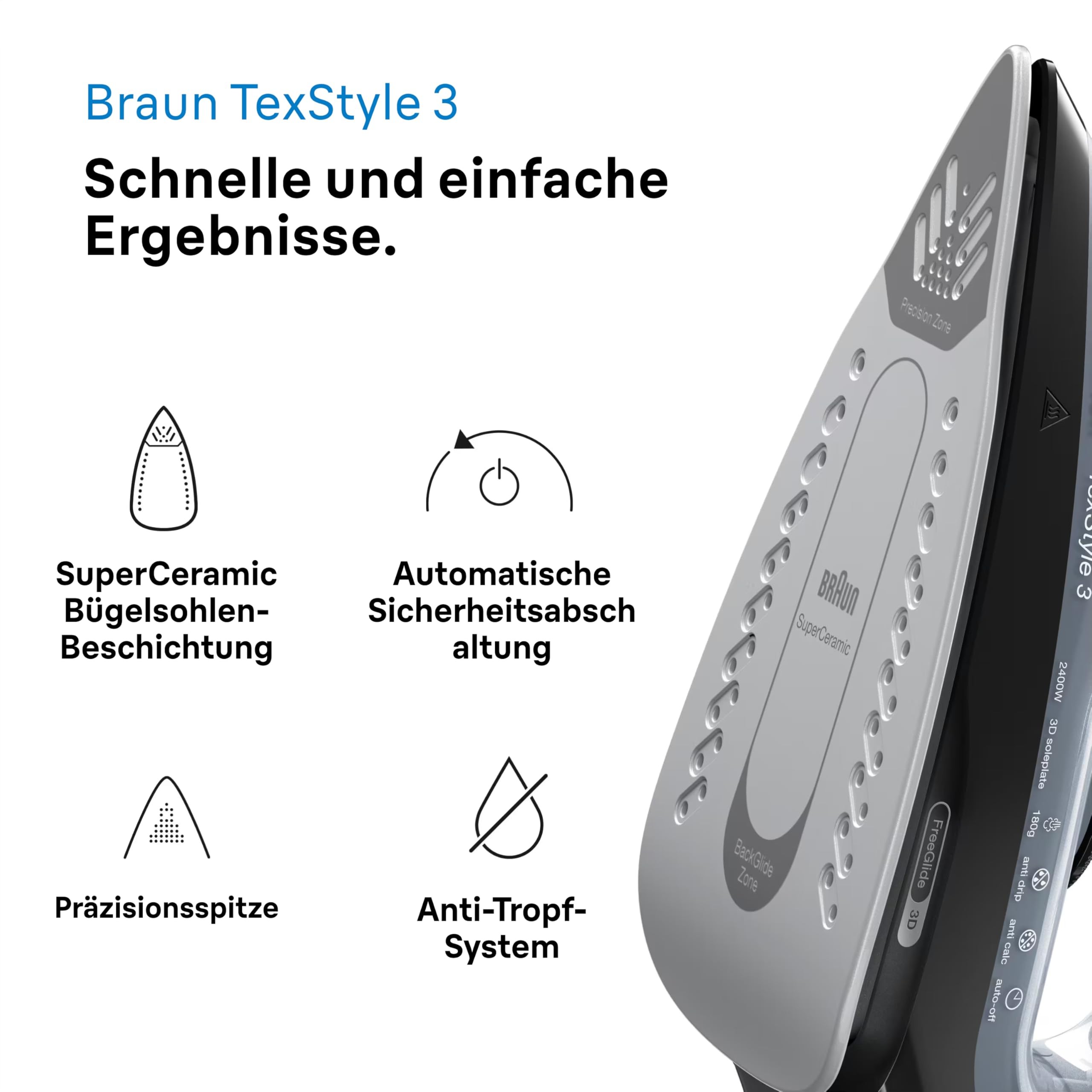 Braun TexStyle 3 SI3055BK Dampfbügeleisen schwarz