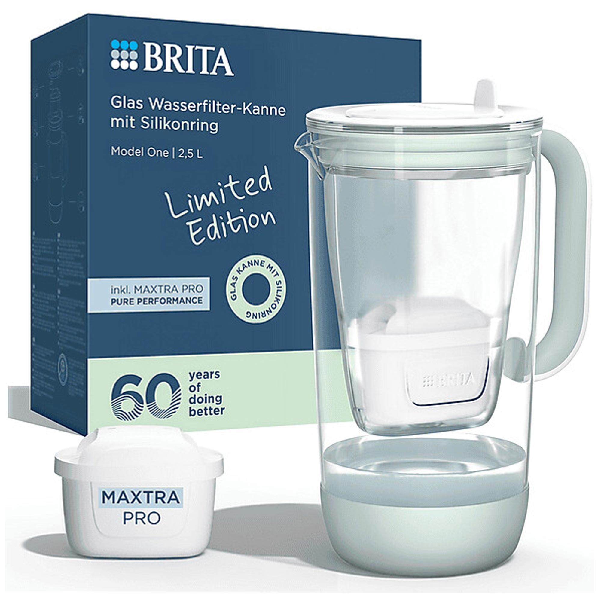 BRITA One Limited Edition Glas-Wasserfilter hellgrün