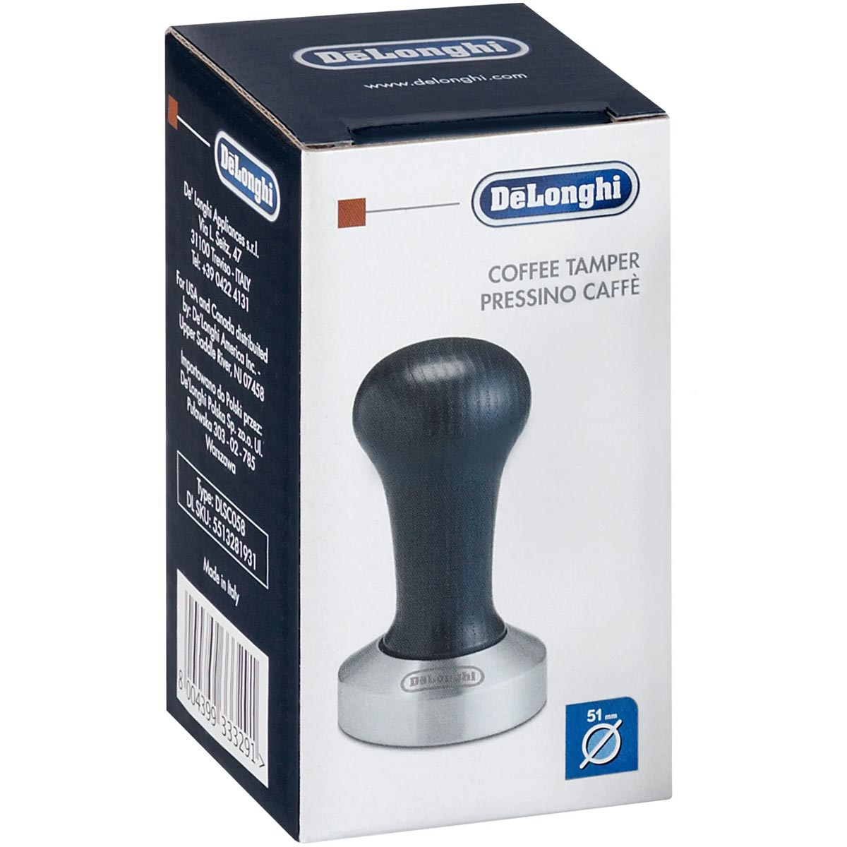 DeLonghi DLSC058 Kaffee-Tamper blau/silber (2. Wahl)