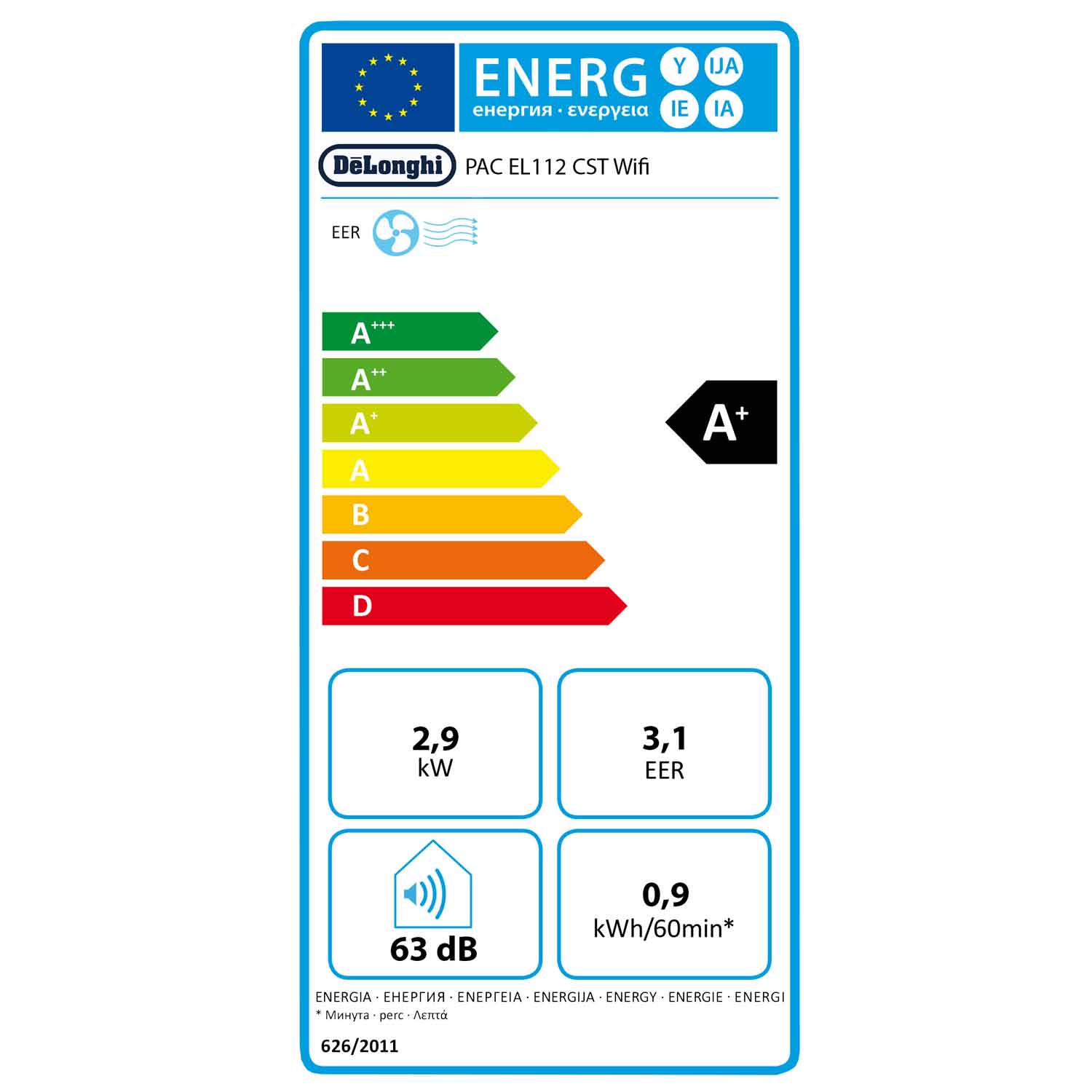 DeLonghi Pinguino PAC EL112 CST WiFi Mobile Klimaanlage mit MyEcoRealFeel-Technologie weiß