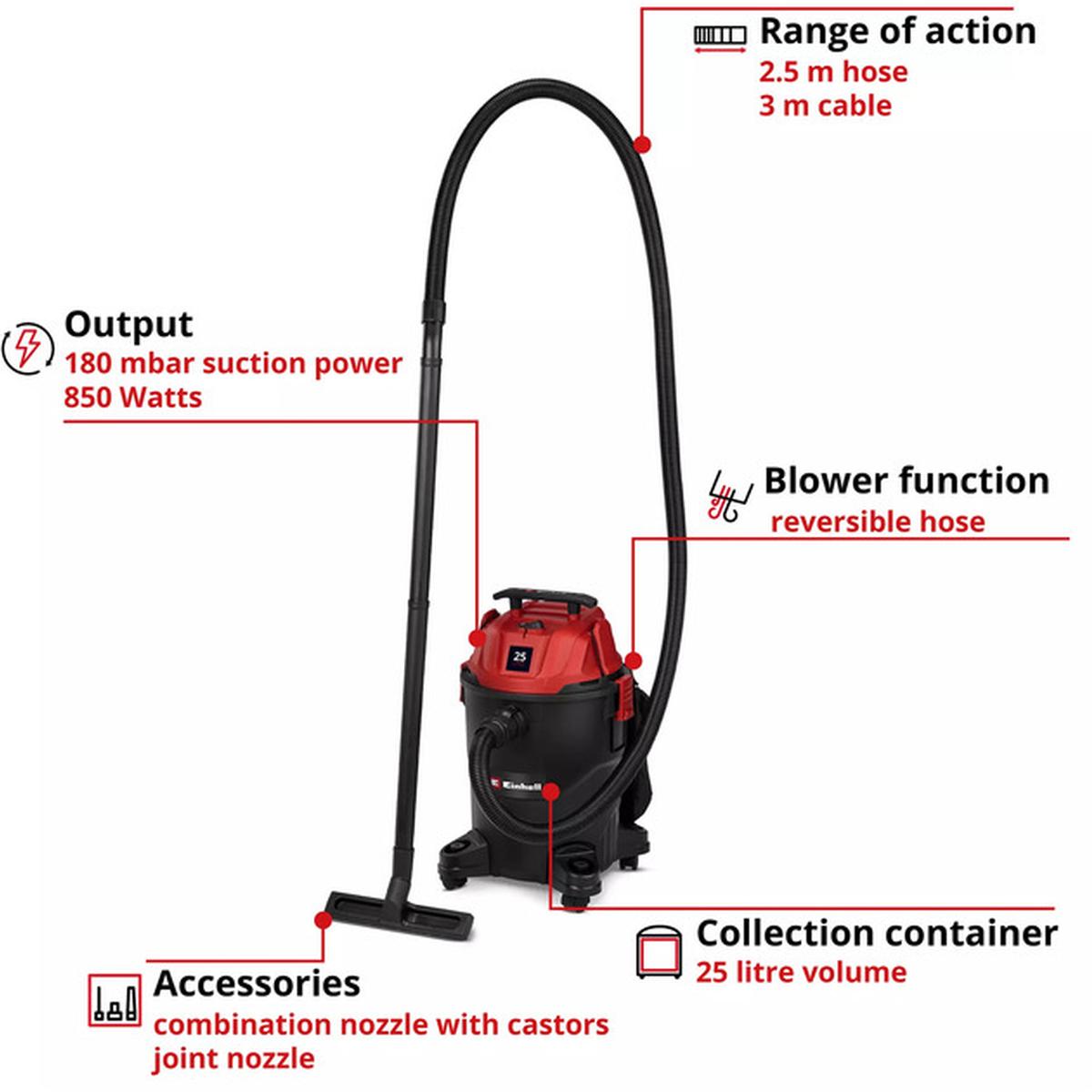 Einhell TC-VC 2555 Nass-/Trockensauger schwarz/rot