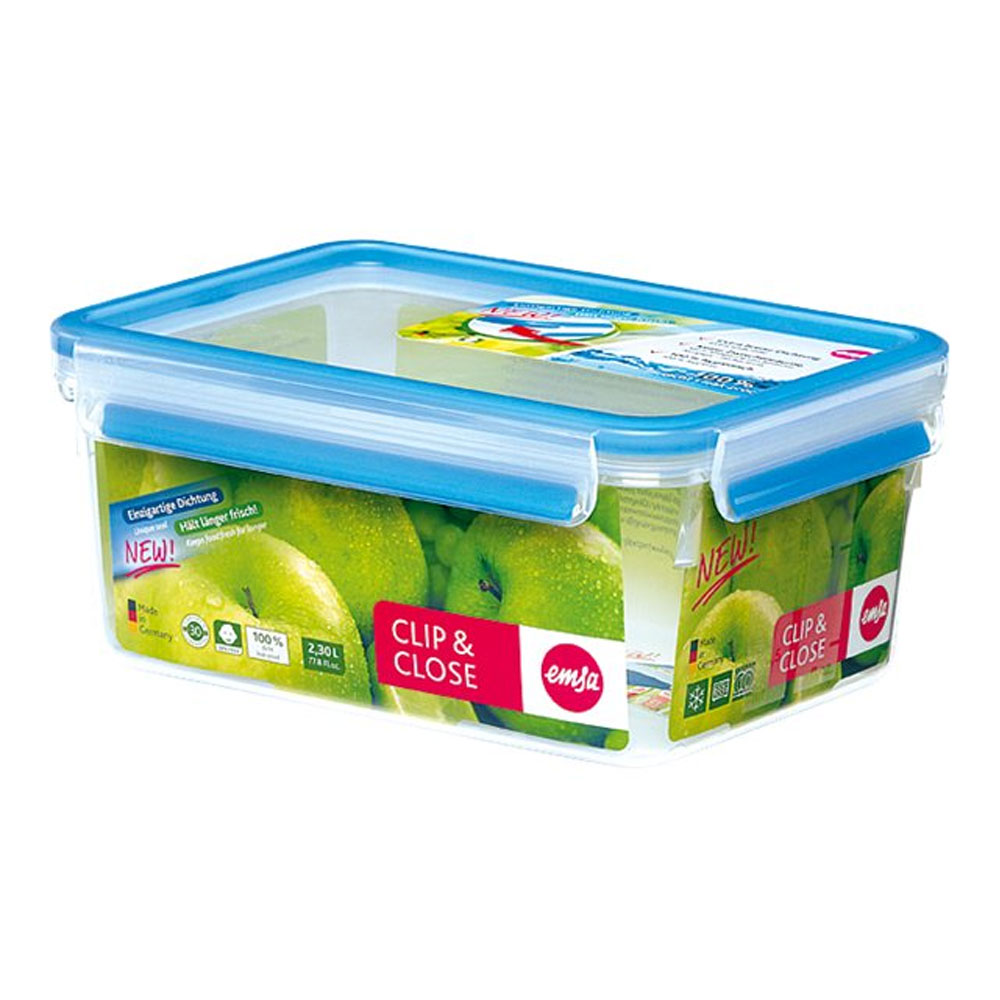 Emsa CLIP & CLOSE 508544 Frischhaltedose 2,2l transparent/blau