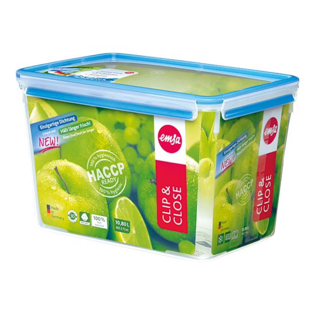 Emsa Clip & Close Frischhaltedose 10,6L transparent/blau
