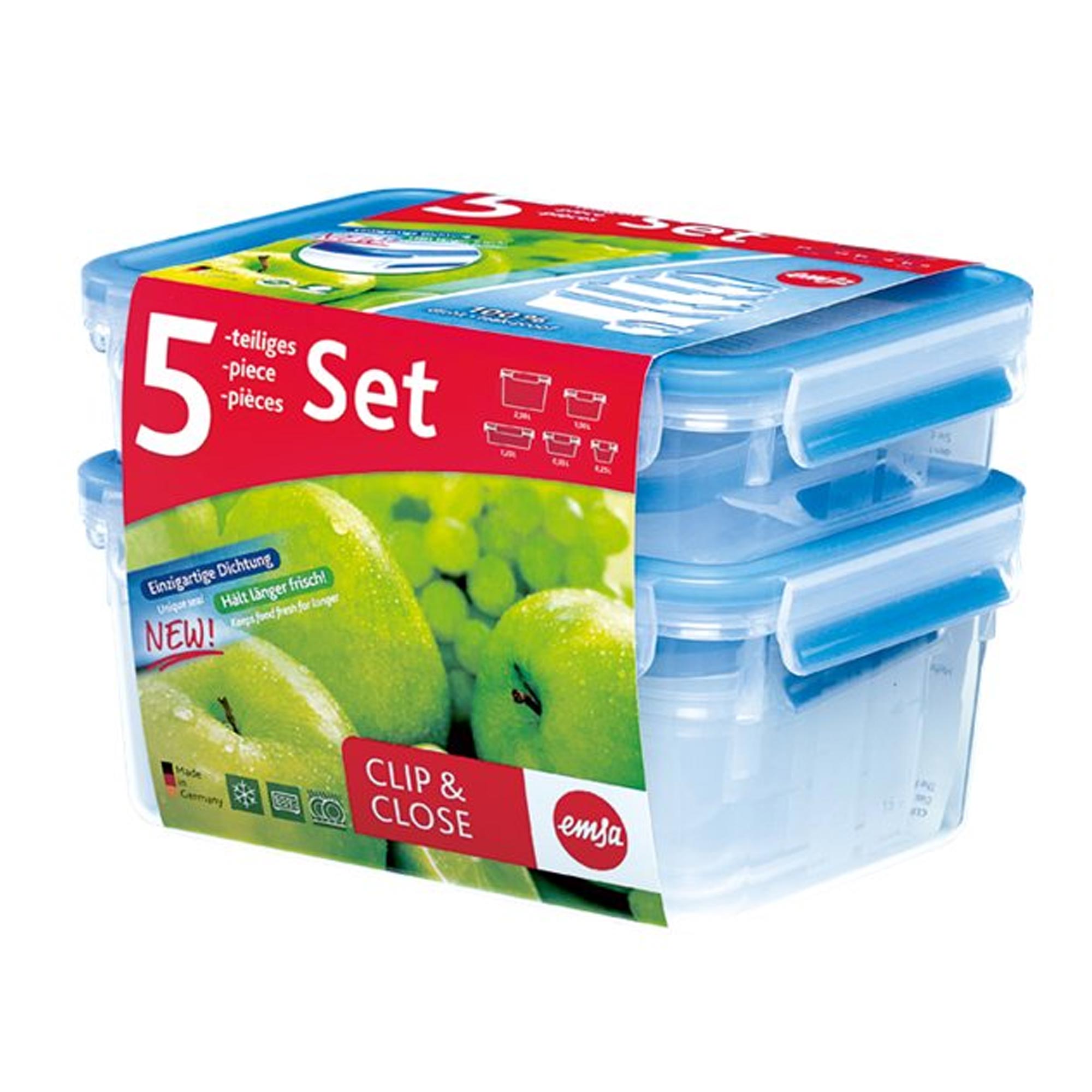 Emsa Clip & Close 508568 Frischhaltedosen-Set transparent/blau