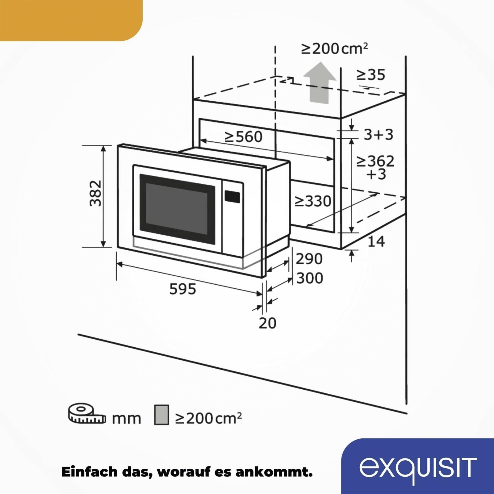 Exquisit EMW1770-G-D-030 Einbau-Mikrowelle mit Grill 17l schwarz