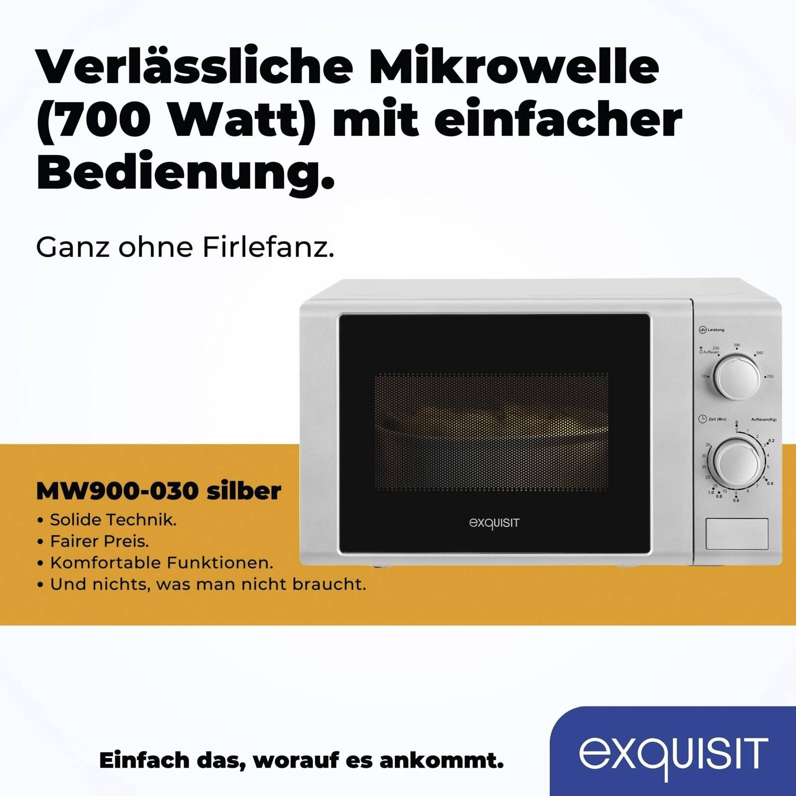 Exquisit MW 900-030 Mikrowelle 20l silber