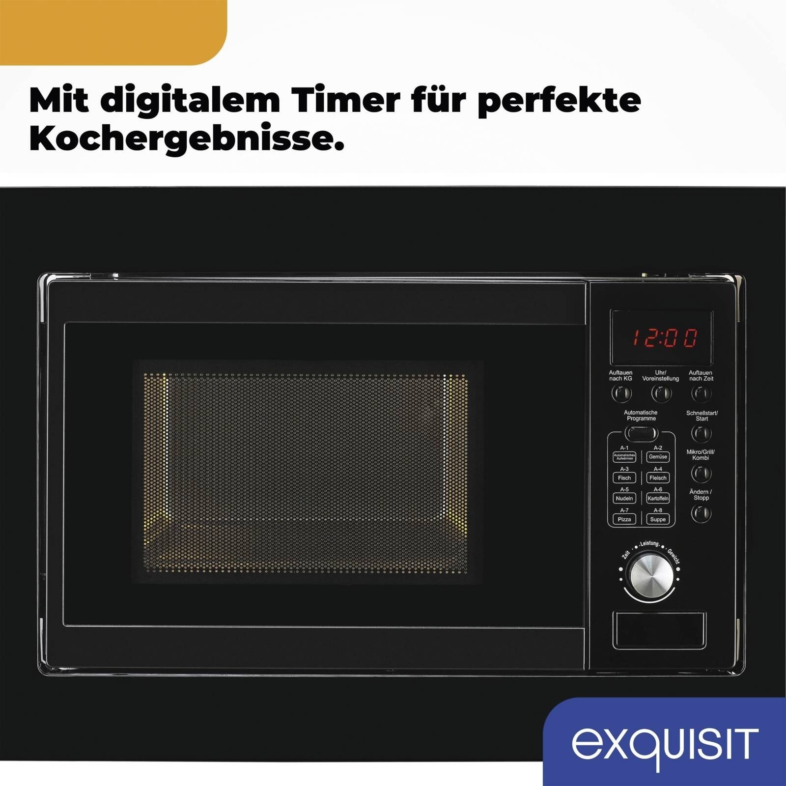 Exquisit EMW 20.1 G Einbau-Mikrowelle mit Grill 20l schwarz