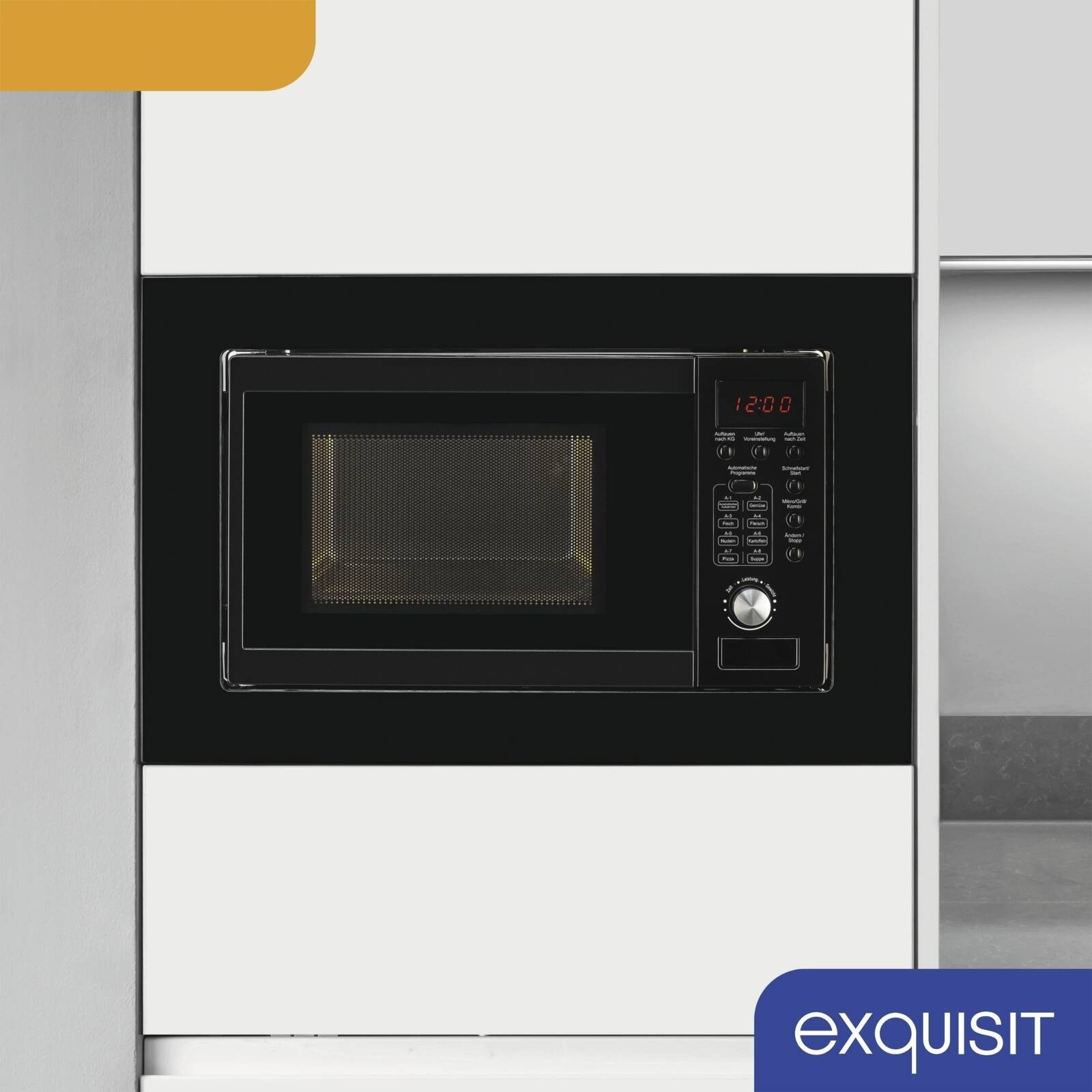 Exquisit EMW 20.1 G Einbau-Mikrowelle mit Grill 20l schwarz