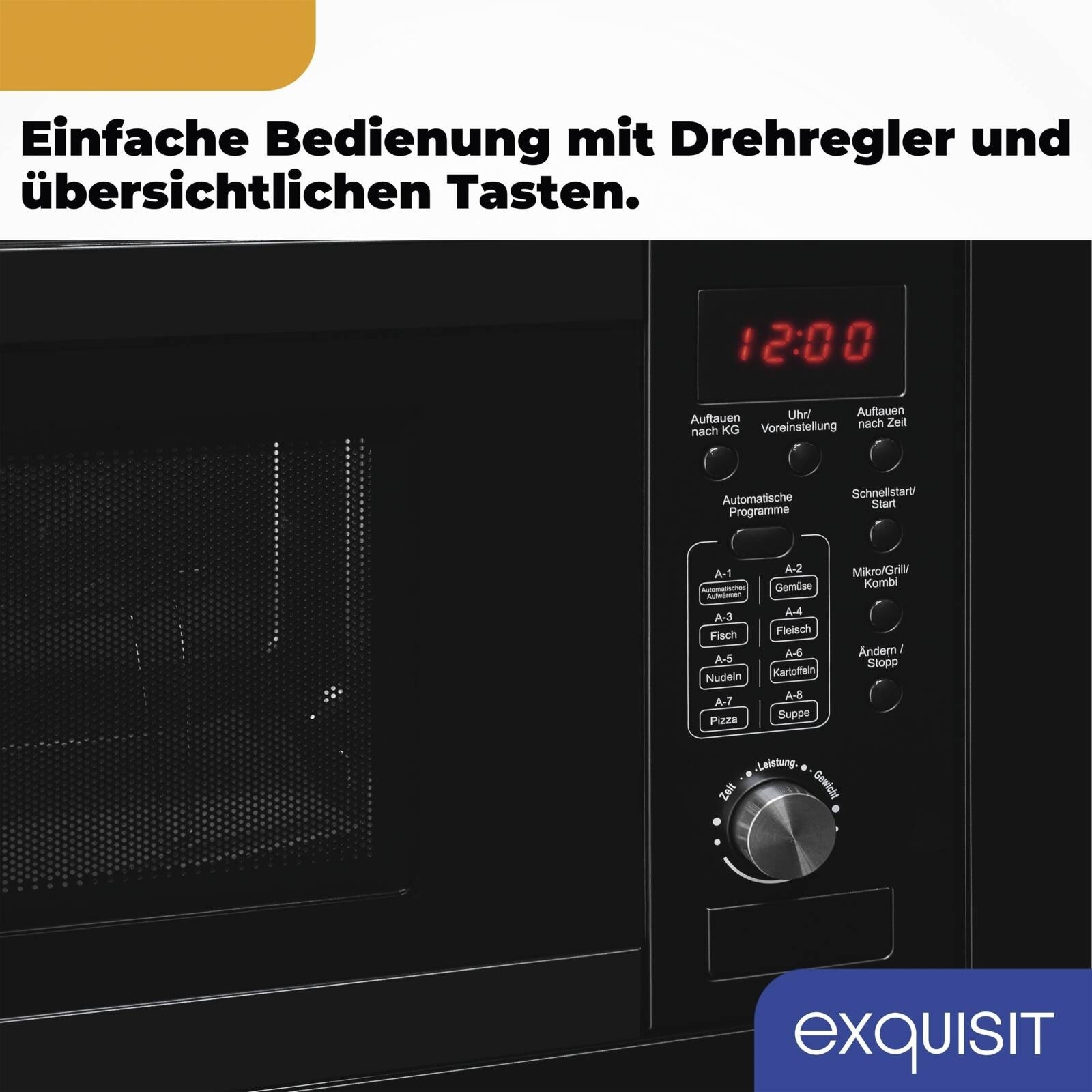 Exquisit EMW 20.1 G Einbau-Mikrowelle mit Grill 20l schwarz