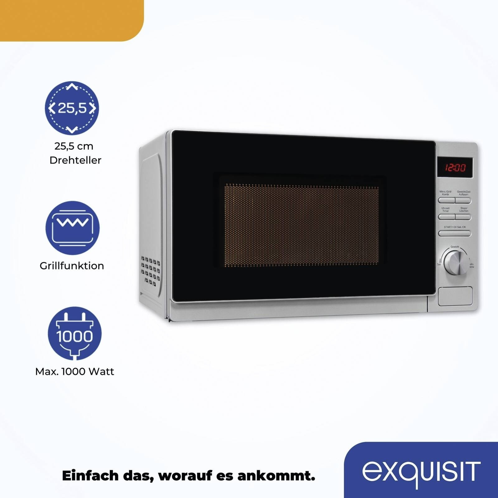 Exquisit MW 2070-3 GDI Mikrowelle mit Grill 20l silber