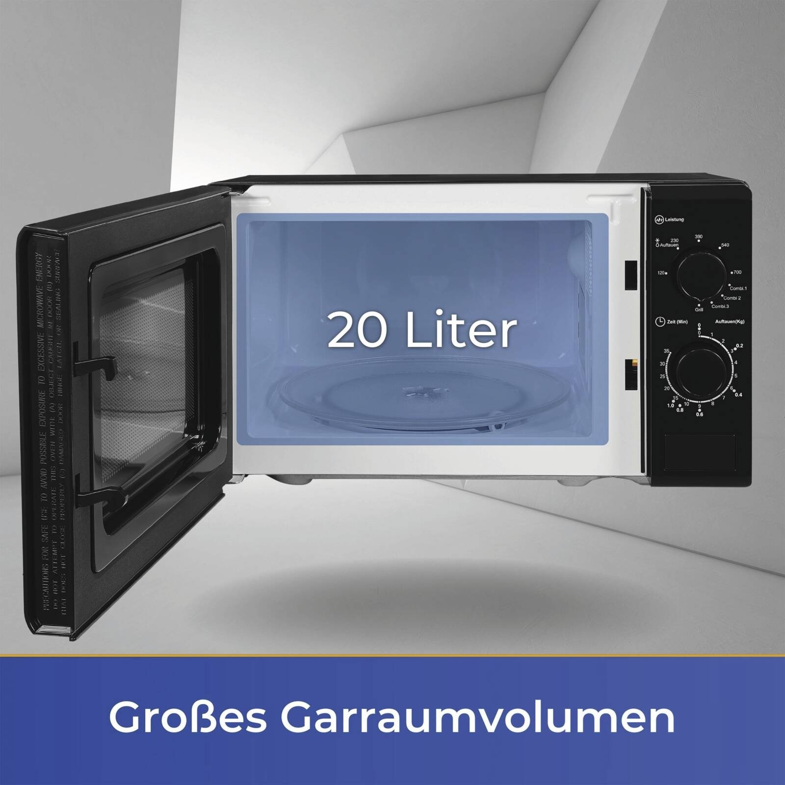 Exquisit MW900-030G Mikrowelle mit Grill 20l schwarz