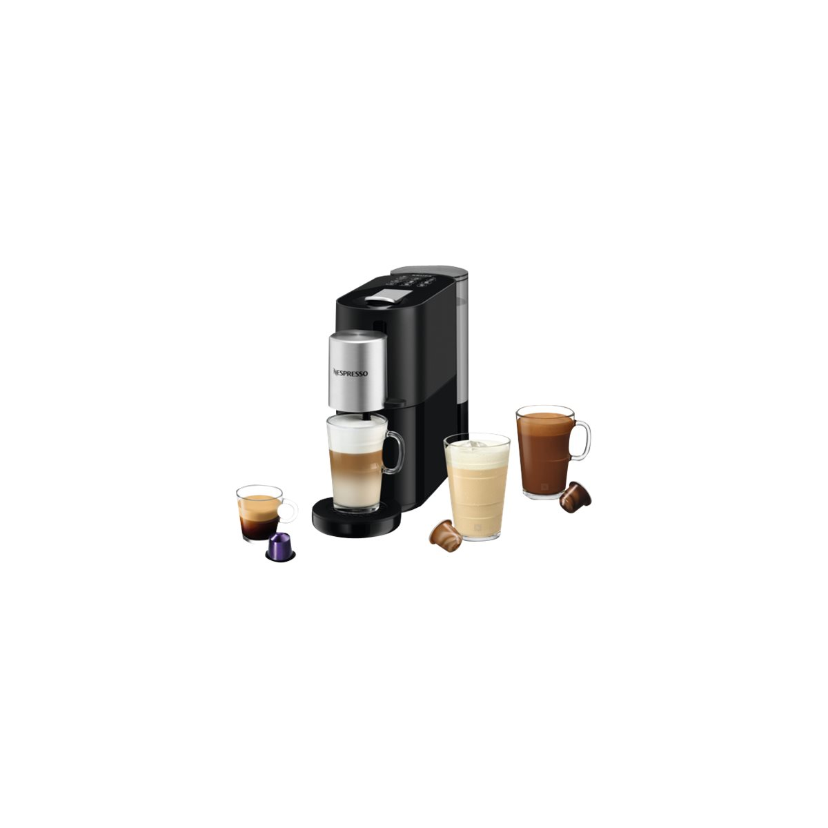 Krups XN8908 Nespresso Atelier Kaffeemaschine mit Milchaufschäumer schwarz/silbe