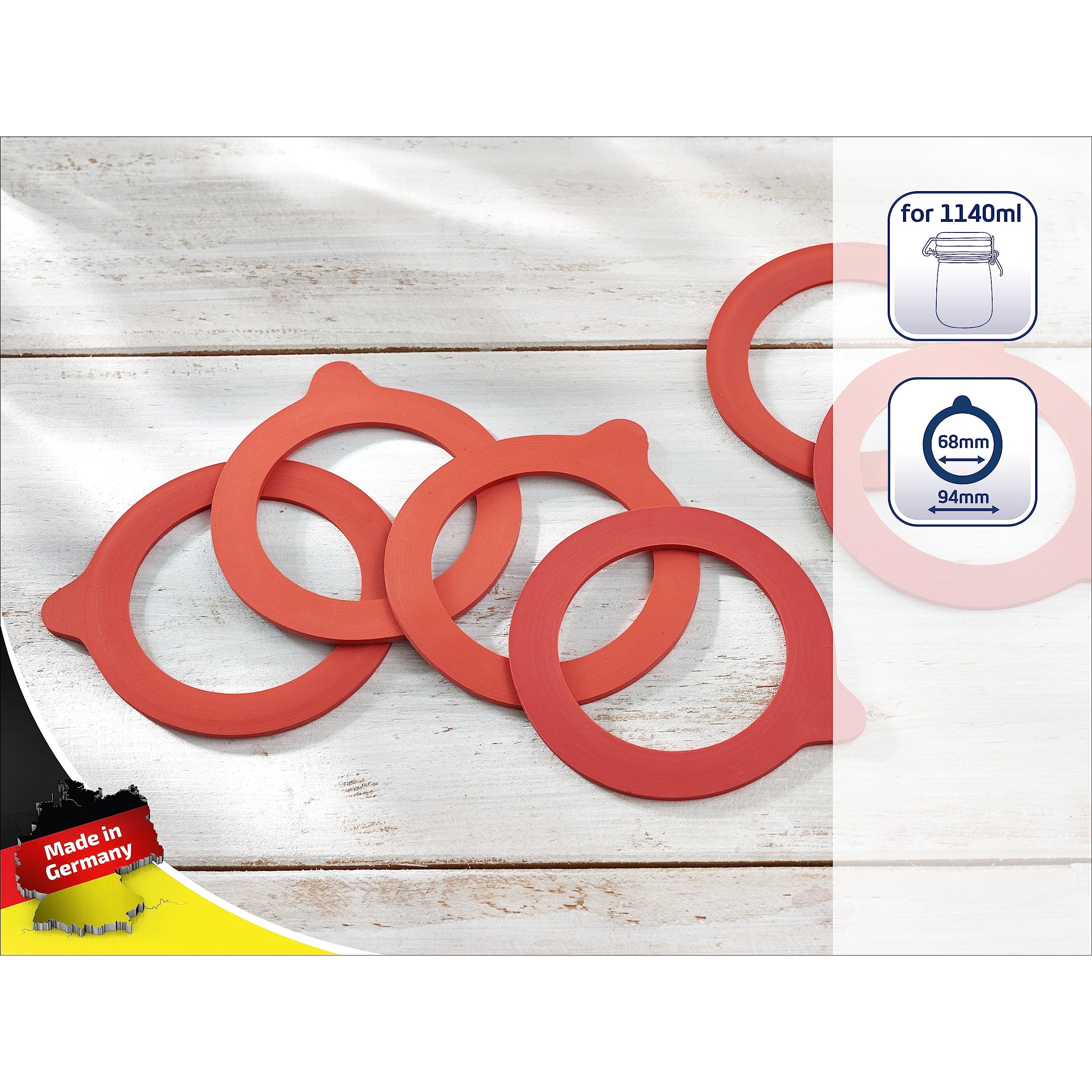 Leifheit Ersatzgummiringe für Drahtbügelglas 1140ml 6er-Set