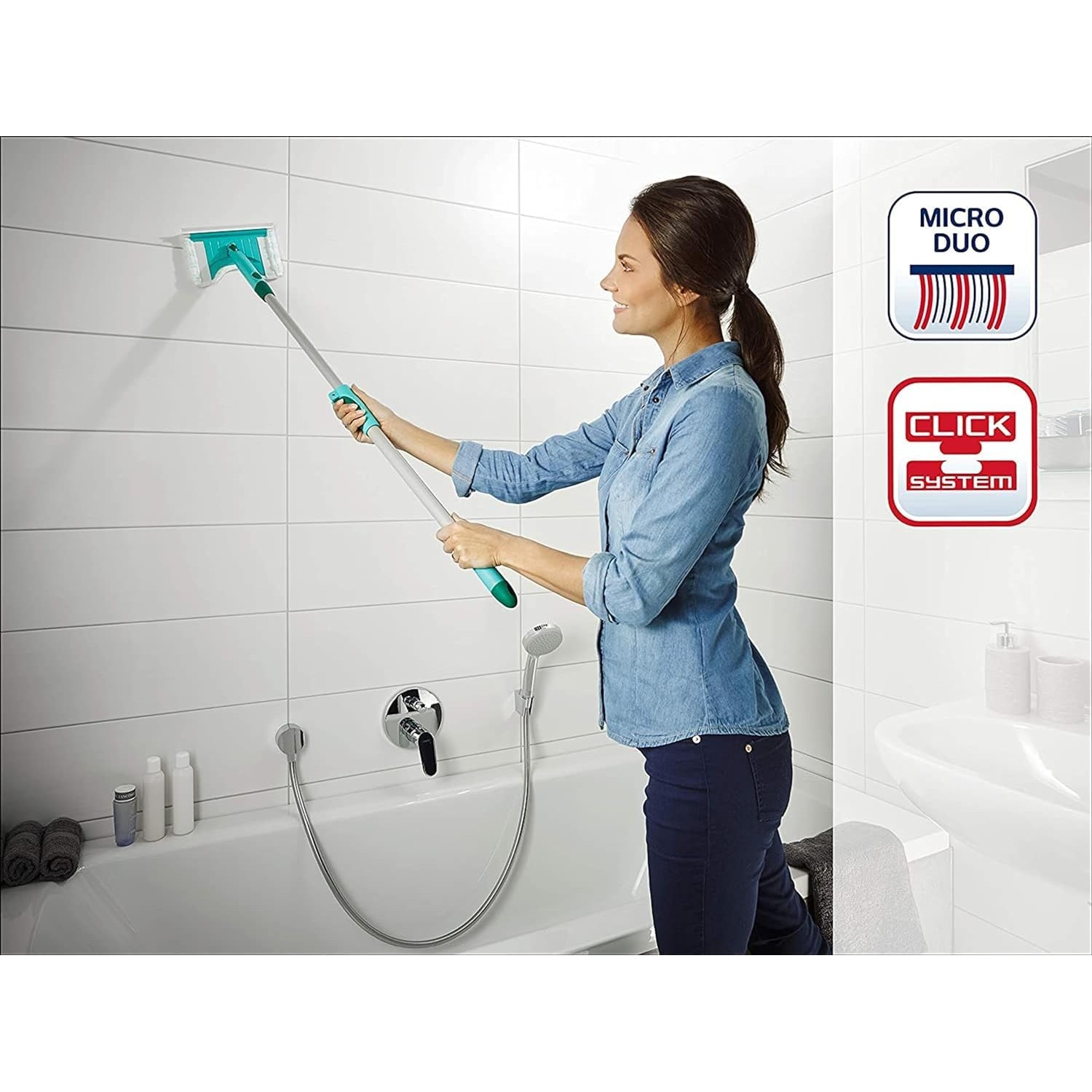 Leifheit Bath Cleaner micro duo Telescope 125cm Badwischer