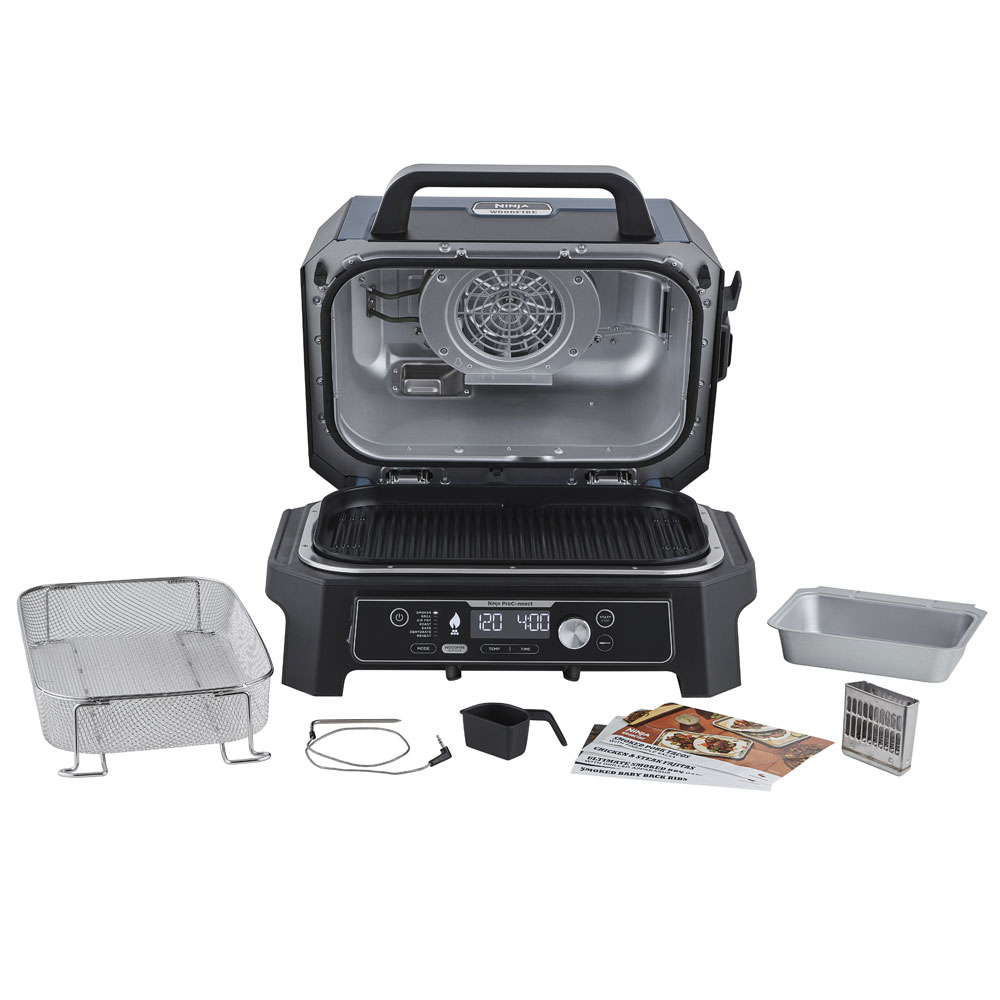 Ninja OG901EU Woodfire Pro Connect XL Elektrischer BBQ Smoker Grill schwarz