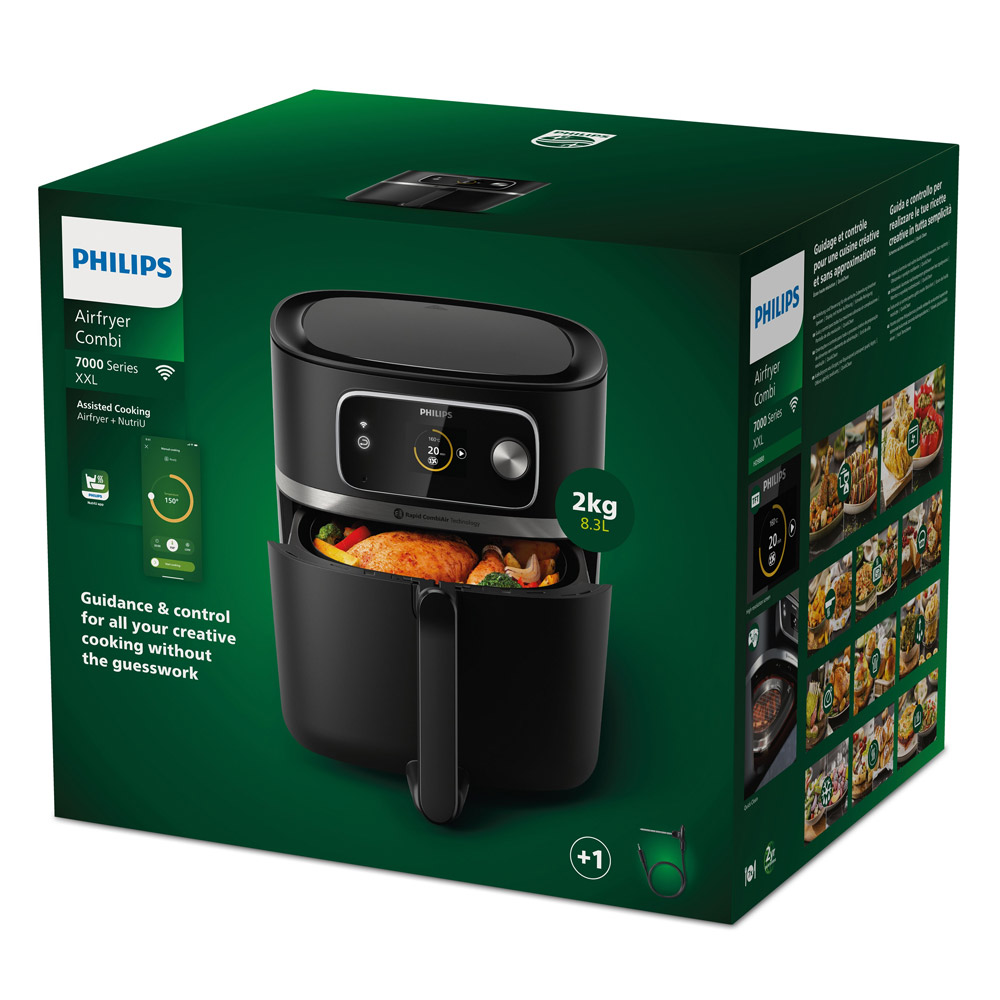 Philips HD9880/90 7000 Series Airfryer Combi XXL mit Lebensmittelthermometer schwarz