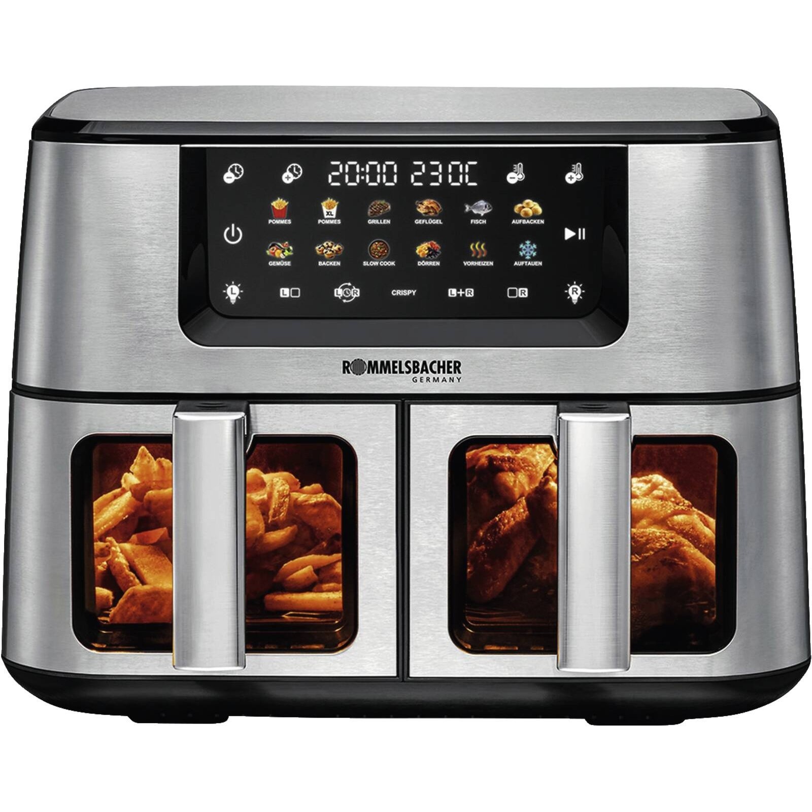 ROMMELSBACHER FRH 2650 Doppel-Heißluftfritteuse 2x 5,5l
