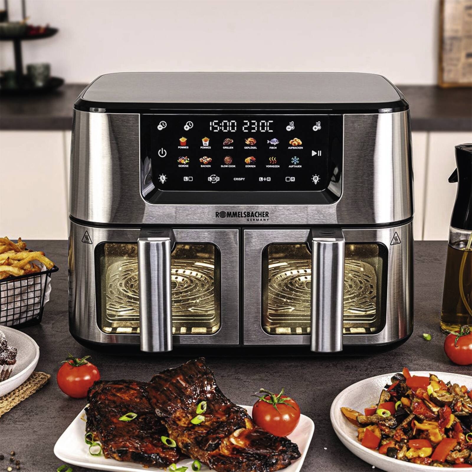 ROMMELSBACHER FRH 2650 Doppel-Heißluftfritteuse 2x 5,5l