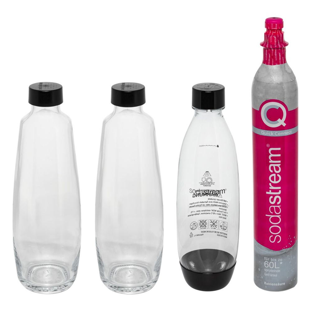 SodaStream DUO Vorteilspack schwarz QC inkl. 2 Glas- & 1 PET-Flasche