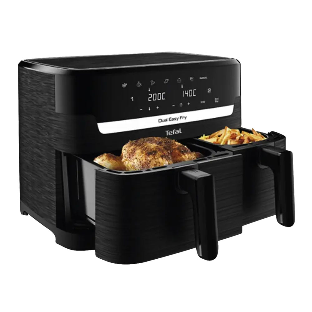 Tefal EY901N Dual Easy Fry Doppelkammer-Heißluftfritteuse schwarz