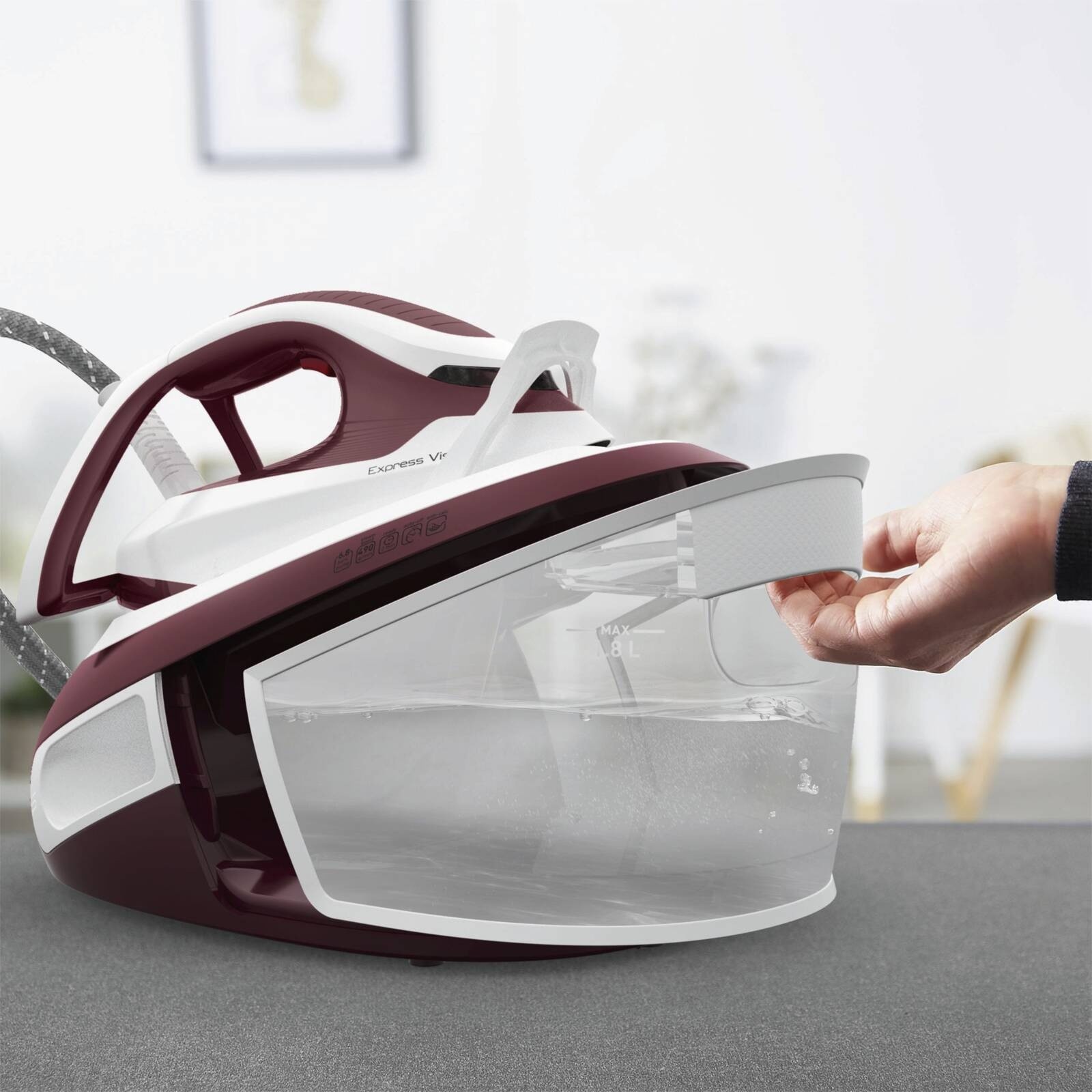 Tefal Express Vision SV8150 Dampfbügelstation 1,8l rot/weiß