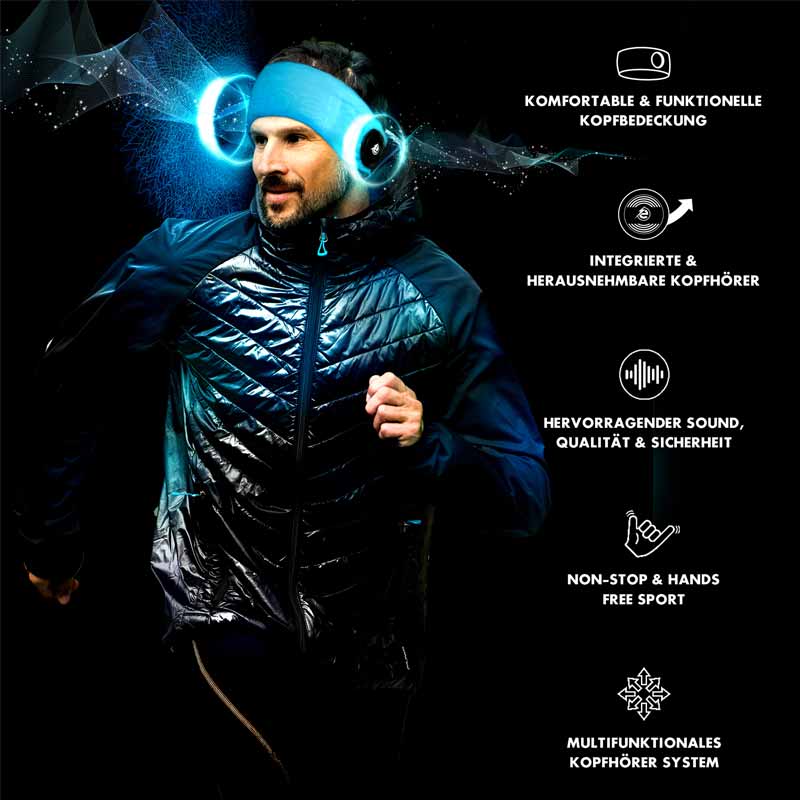 Earebel Sport Performance Headband Set L/XL cyan