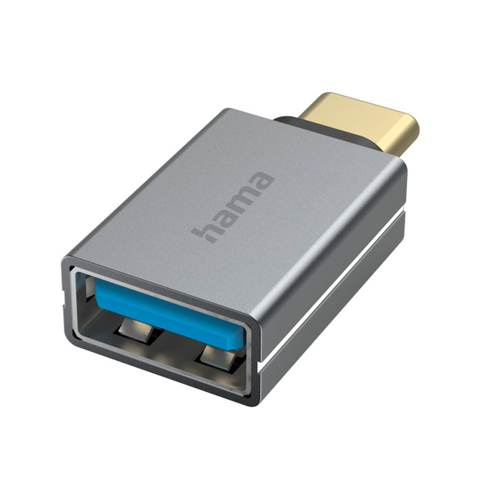 Hama USB-OTG-Adapter, USB-C-Stecker - USB-Buchse, USB 3.2 Gen1, 5 Gbit/s, Alu