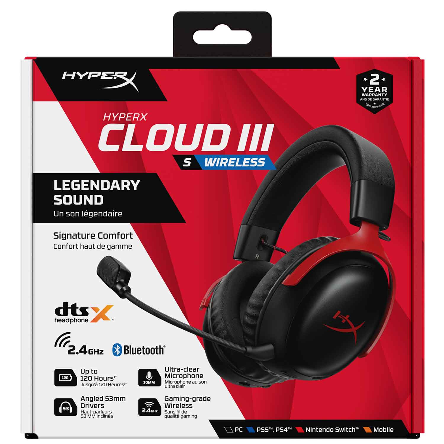 HyperX Cloud III S kabelloses Gaming-Headset schwarz/rot