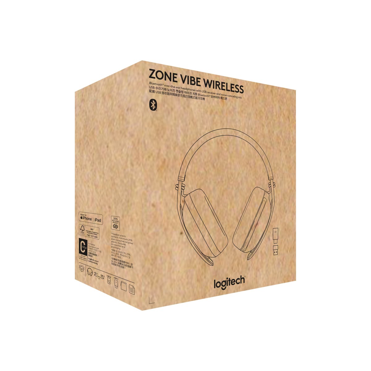 Logitech Zone Vibe Wireless Teams native Bluetooth-Verbindung Grafit