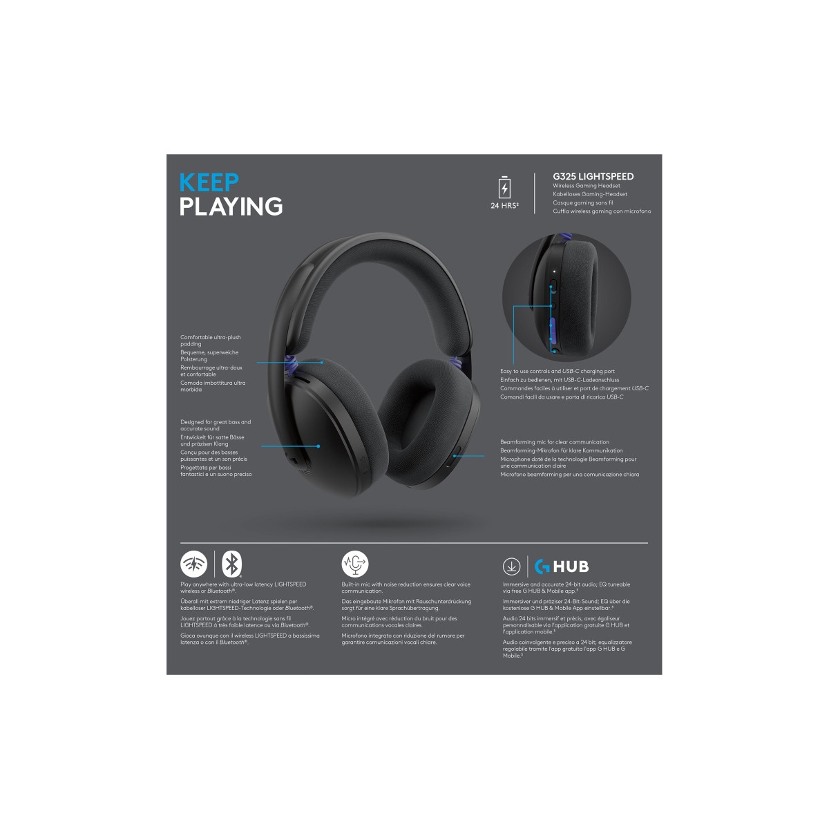 Logitech G G325 LIGHTSPEED Wireless Gaming-Headset schwarz