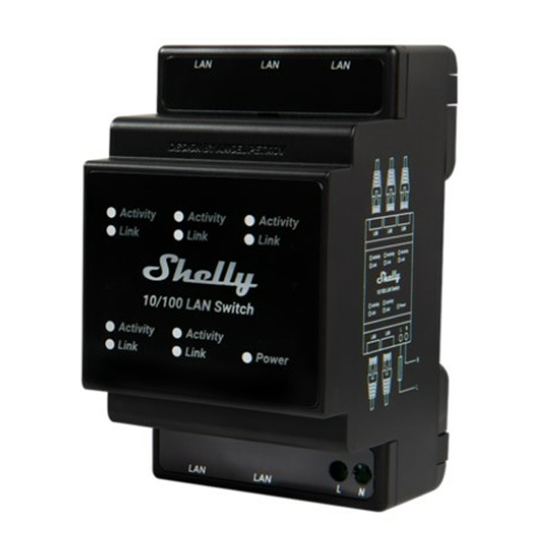 Shelly LAN Switch Ethernet Netzwerk Switch Für Die DIN Schiene