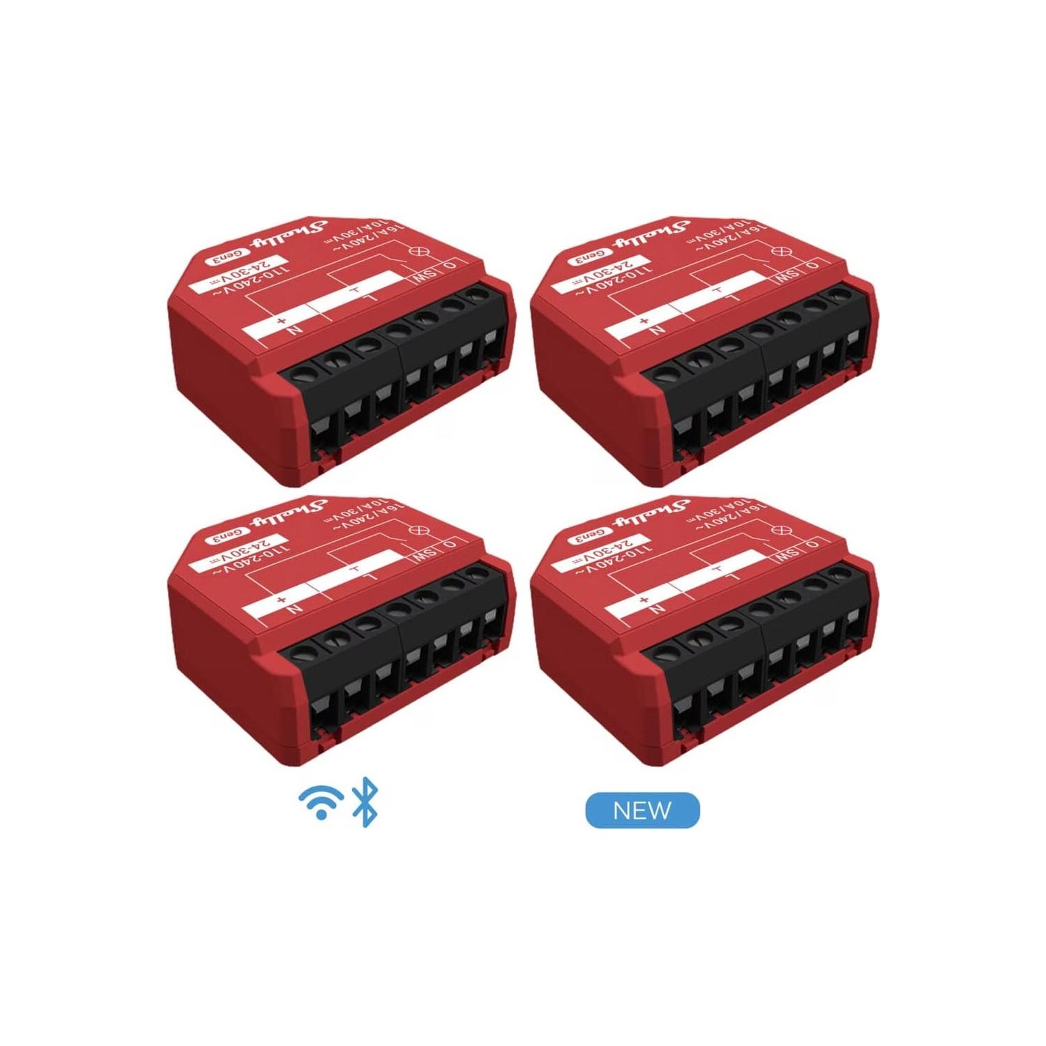 Shelly 1PM Gen3 WLAN Smart Relais-Schalter 16A 4 Stück
