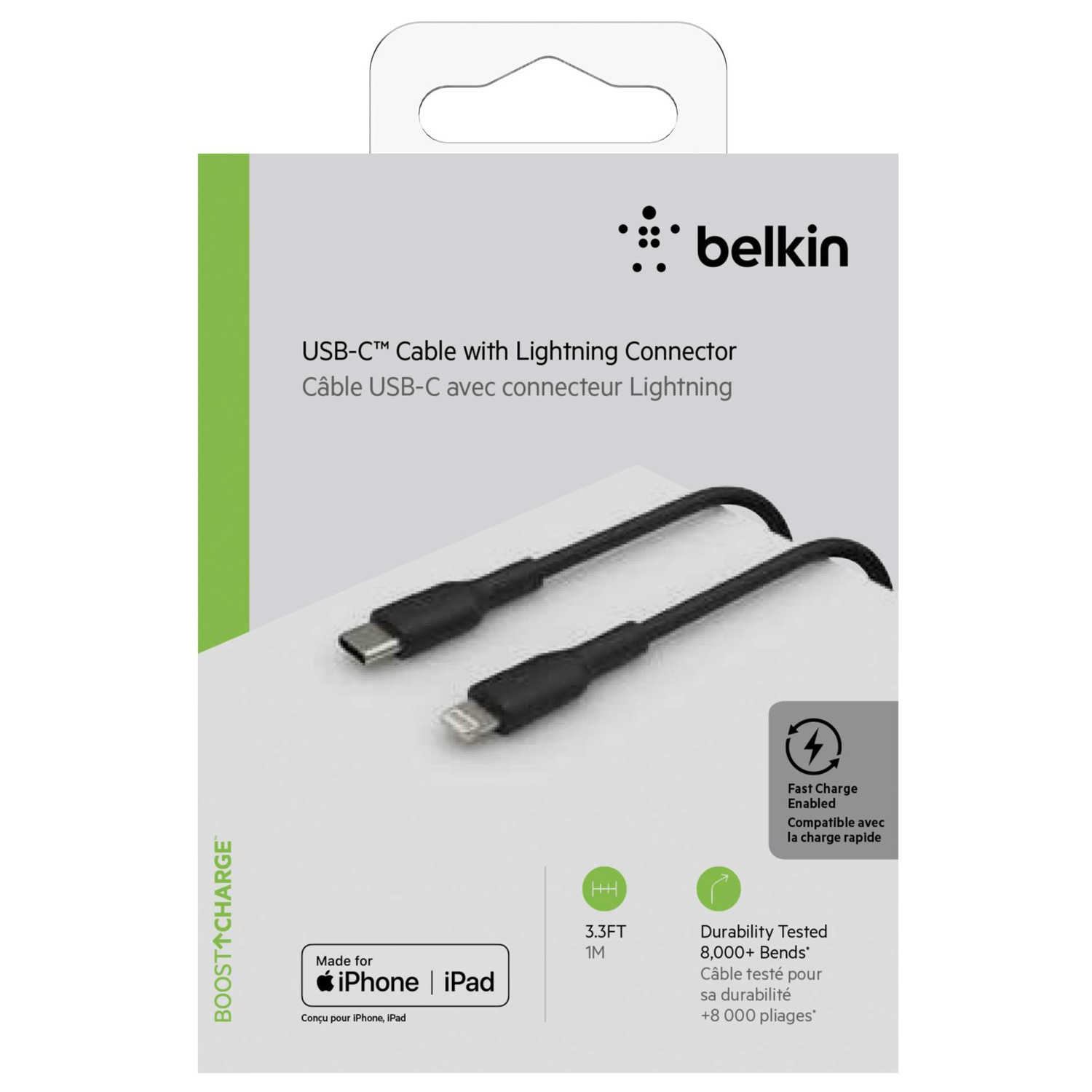 Belkin BoostCharge USB-C auf Lightning Kabel 1m schwarz