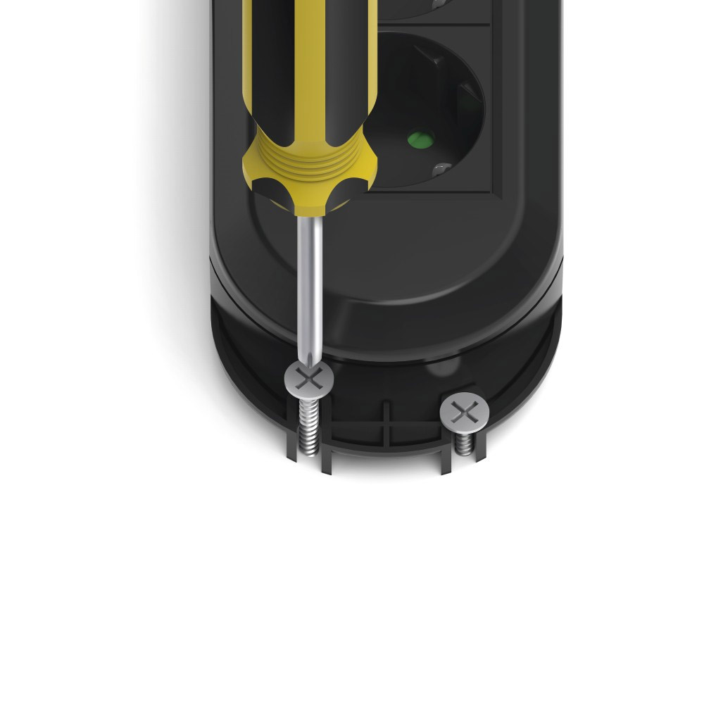 Hama Steckdosenleiste, 3-fach, Schalter, Wandmontage, 1,5 m, Schwarz