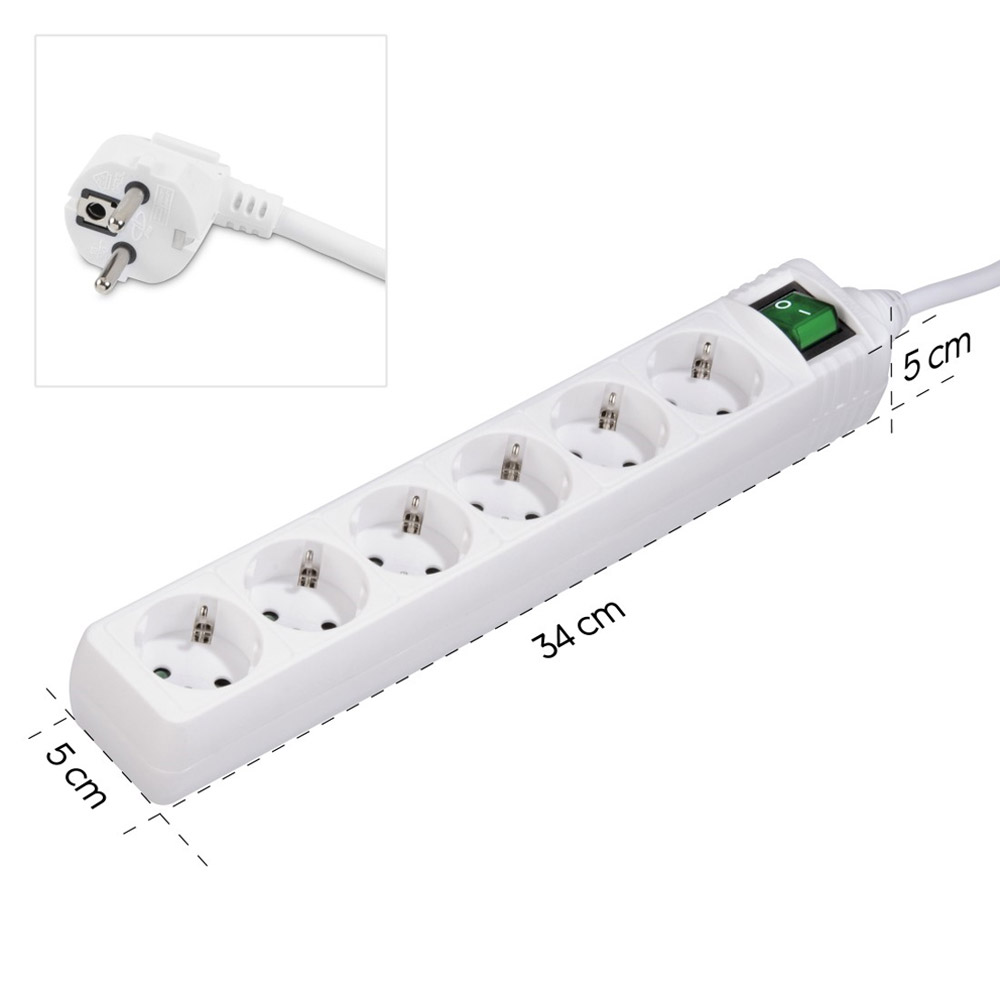 Hama Steckdosenleiste, 6-fach, Schalter, 1,4 m, Weiß