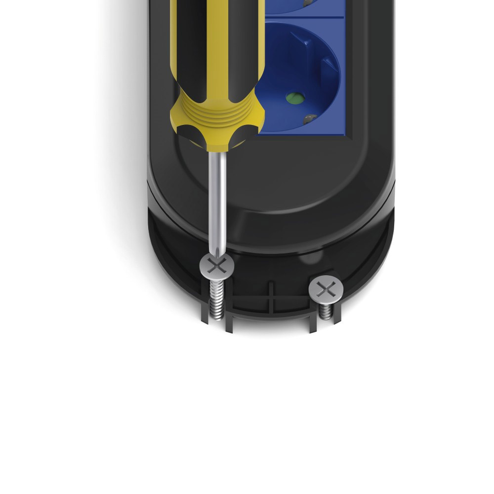 Hama Steckdosenleiste, 3-fach, Schalter, Wandmontage, 1,5 m, Schwarz/Blau