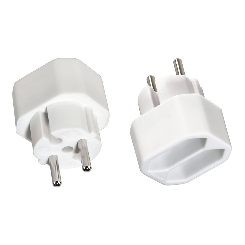 Hama Steckdosenadapter 2-fach, 2x Euro-Steckdose, Doppelpack, Weiß