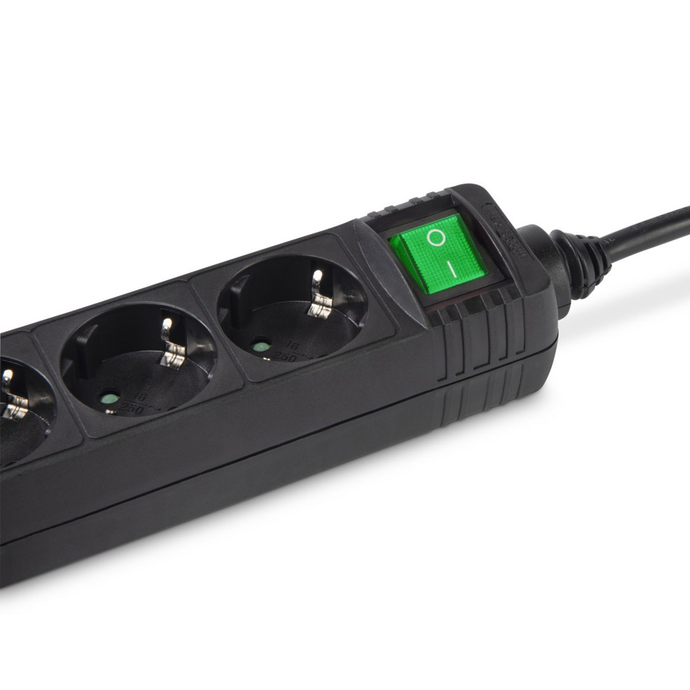 Hama Steckdosenleiste, 6-fach, Schalter, 3 m, Schwarz