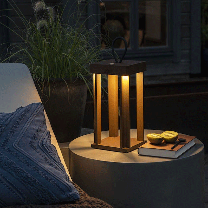 Konstsmide Cannes LED USB-Laterne 42cm Rost, dimmbar 2700/3000K