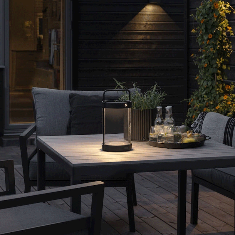 Konstsmide Crotone LED Solar/USB-Laterne schwarz, dimmbar,