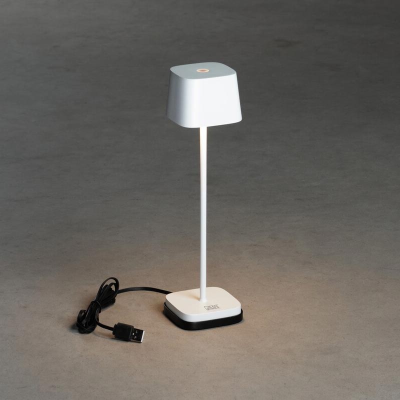 Konstsmide Capri-Mini USB-Tischleuchte weiß, 2700/3000K, dimmbar, eckig