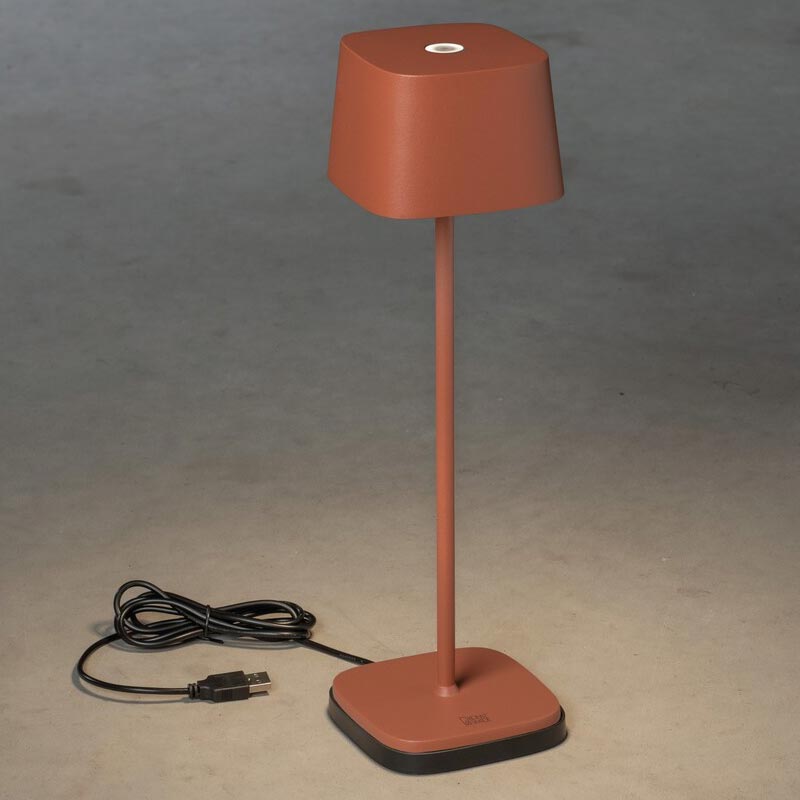 Konstsmide Capri USB-Tischleuchte terrakotta, 2700/3000K, dimmbar, eckig