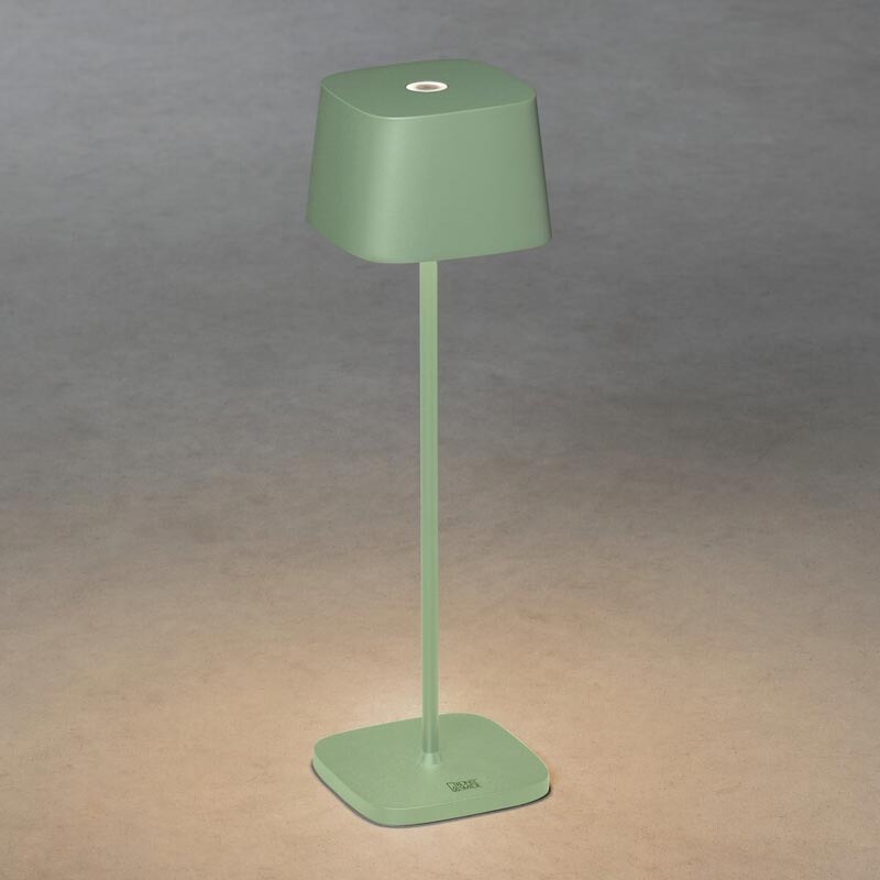 Konstsmide Capri USB-Tischleuchte grün/grau, 2700/3000K, dimmbar, eckig