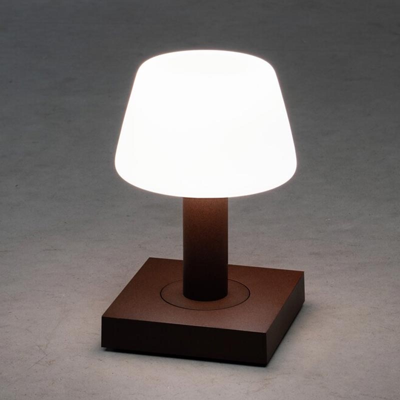 Konstsmide Monaco USB-Tischleuchte rost, 2700/3000K, dimmbar, Glas