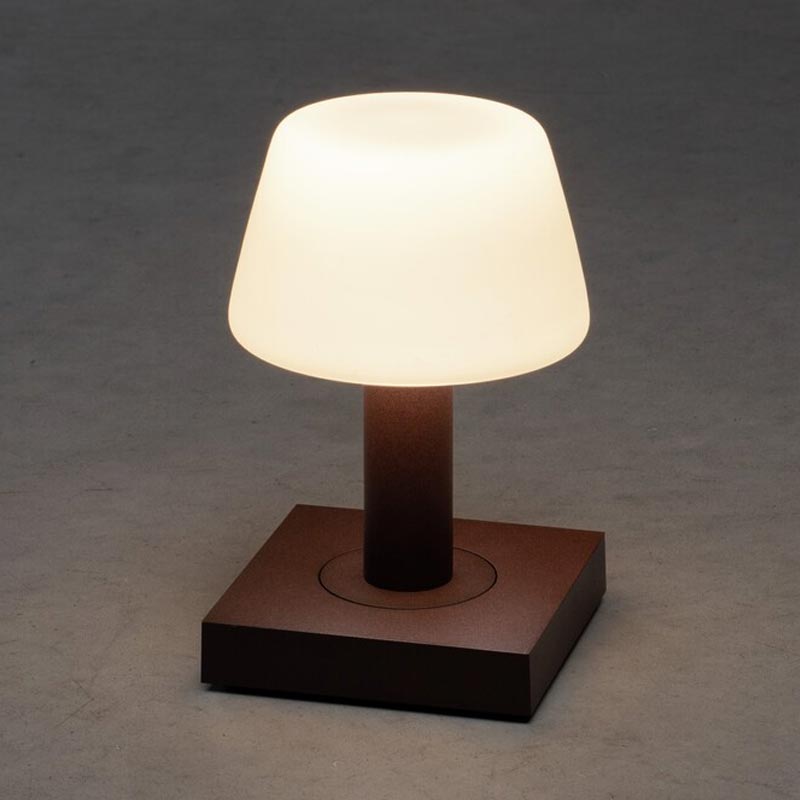 Konstsmide Monaco USB-Tischleuchte rost, 2700/3000K, dimmbar, Glas