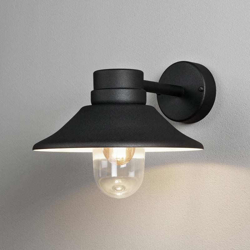 Konstsmide Vega Wandleuchte schwarz E27, Aluminium/Glas