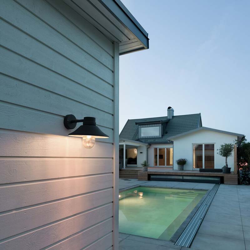 Konstsmide Vega Wandleuchte schwarz E27, Aluminium/Glas