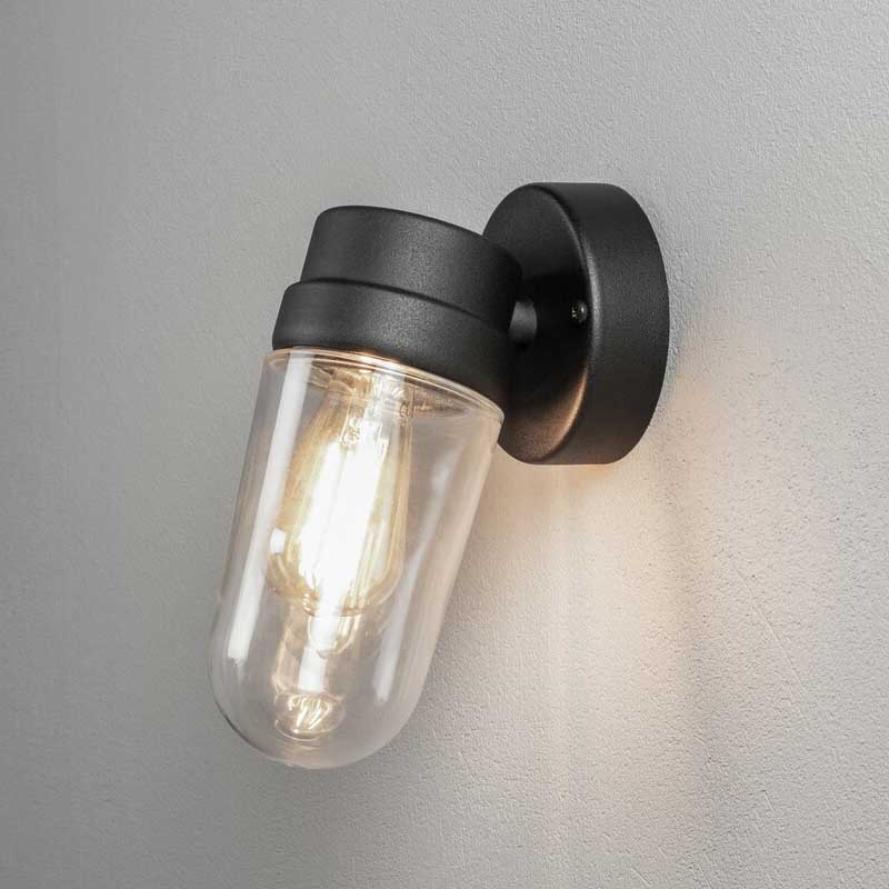 Konstsmide Vega Wandleuchte schwarz E27, Aluminium/Glas