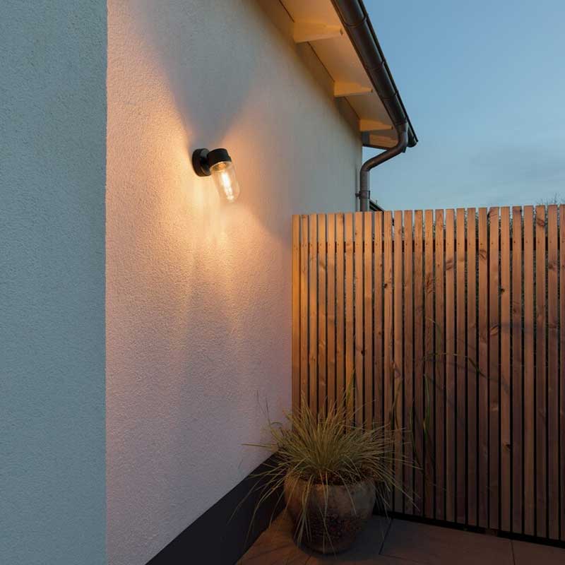 Konstsmide Vega Wandleuchte schwarz E27, Aluminium/Glas
